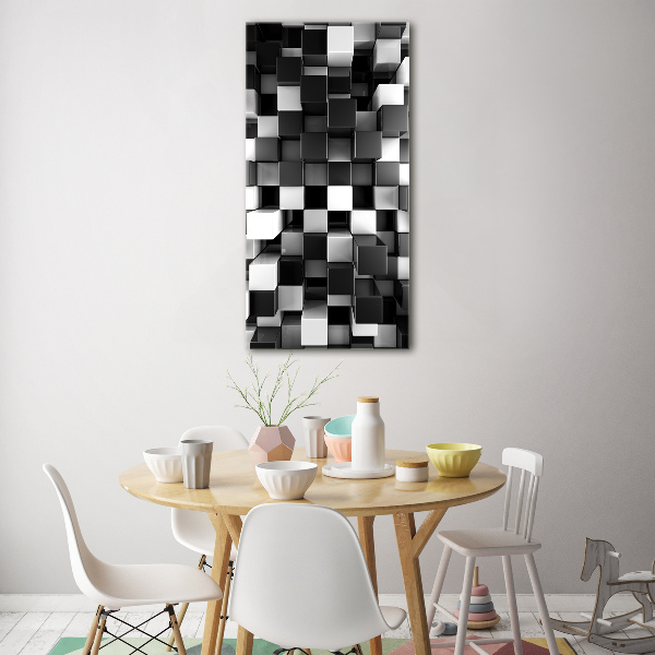 Cuadro decorativo en cristal con canto pulido vertical Abstracción cúbica
