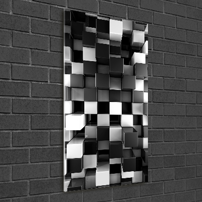 Cuadro decorativo en cristal con canto pulido vertical Abstracción cúbica