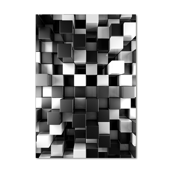 Cuadro decorativo en cristal con canto pulido vertical Abstracción cúbica