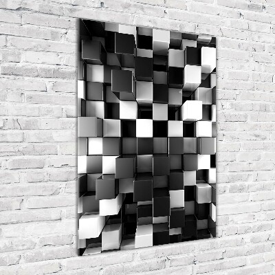 Cuadro decorativo en cristal con canto pulido vertical Abstracción cúbica