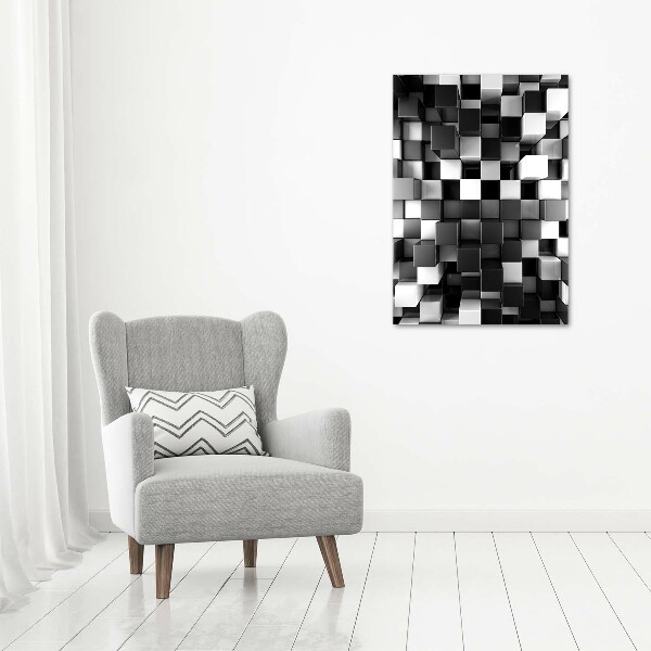 Cuadro decorativo en cristal con canto pulido vertical Abstracción cúbica
