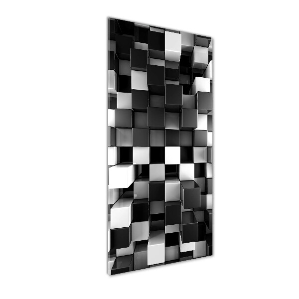 Cuadro decorativo en cristal con canto pulido vertical Abstracción cúbica