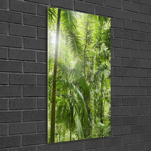Cuadro de cristal moderno efecto brillo vertical Selva tropical