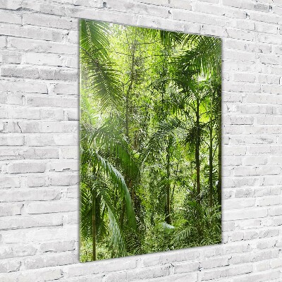 Cuadro de cristal moderno efecto brillo vertical Selva tropical