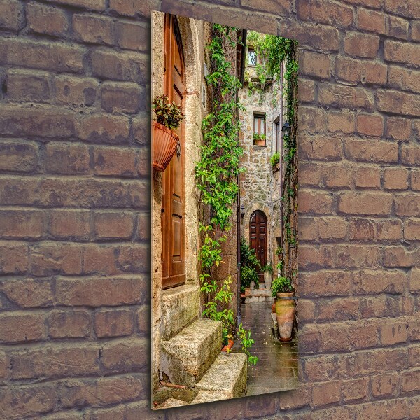 Cuadro decorativo en cristal con canto pulido vertical calles italianas