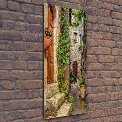 Cuadro decorativo en cristal con canto pulido vertical calles italianas