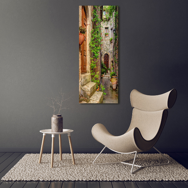 Cuadro decorativo en cristal con canto pulido vertical calles italianas