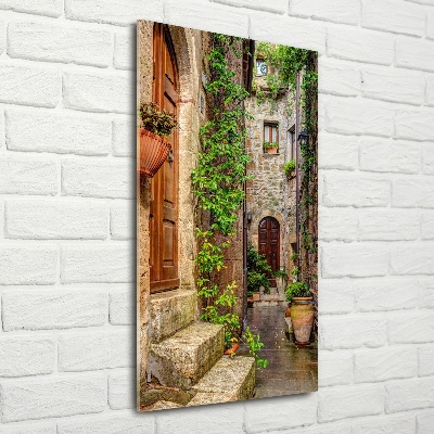 Cuadro decorativo en cristal con canto pulido vertical calles italianas