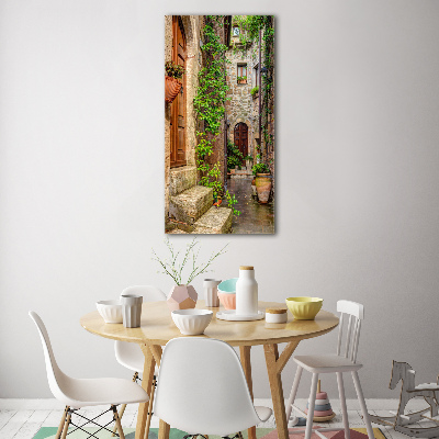 Cuadro decorativo en cristal con canto pulido vertical calles italianas