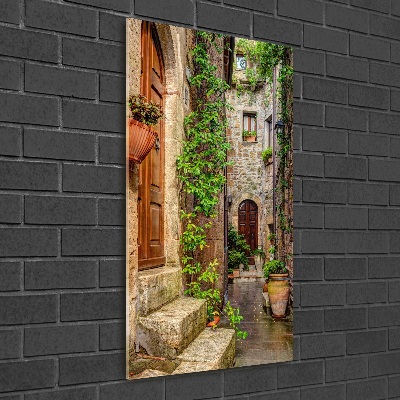 Cuadro decorativo en cristal con canto pulido vertical calles italianas