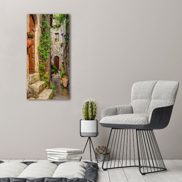 Cuadro decorativo en cristal con canto pulido vertical calles italianas