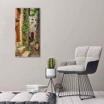 Cuadro decorativo en cristal con canto pulido vertical calles italianas