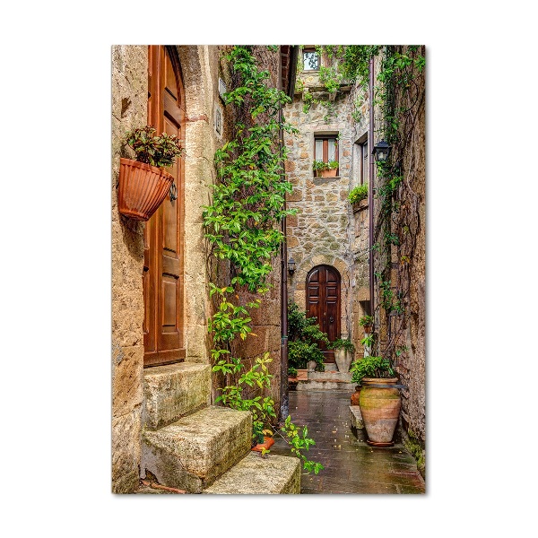 Cuadro decorativo en cristal con canto pulido vertical calles italianas