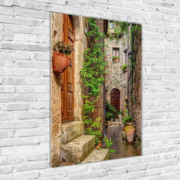 Cuadro decorativo en cristal con canto pulido vertical calles italianas