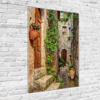 Cuadro decorativo en cristal con canto pulido vertical calles italianas