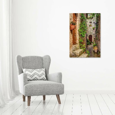 Cuadro decorativo en cristal con canto pulido vertical calles italianas