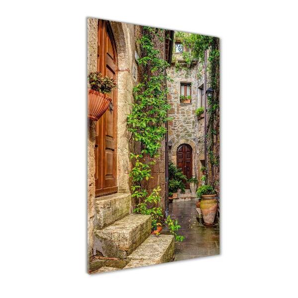 Cuadro decorativo en cristal con canto pulido vertical calles italianas