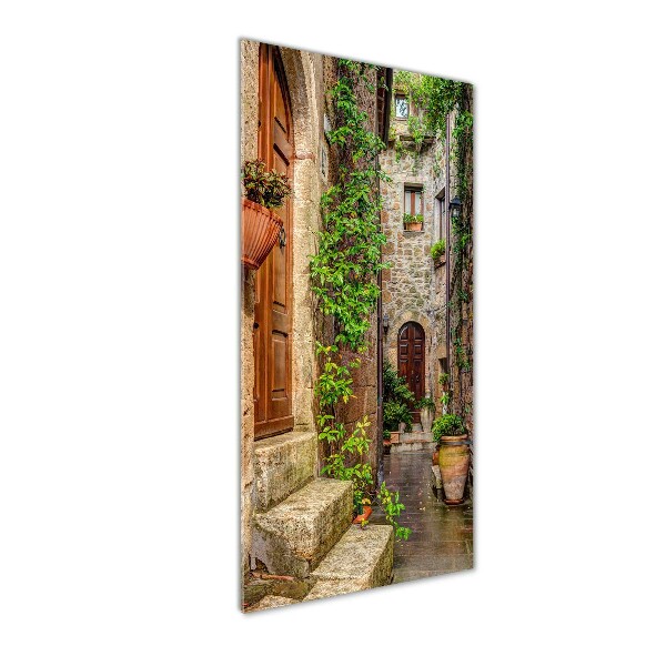 Cuadro decorativo en cristal con canto pulido vertical calles italianas