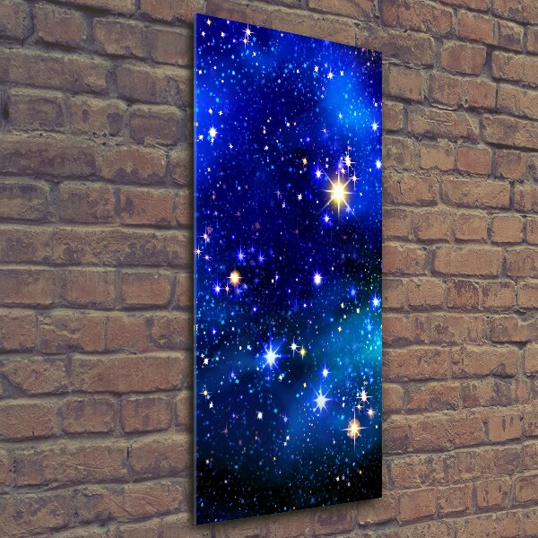 Cuadro decorativo en cristal con canto pulido vertical Cielo estrellado