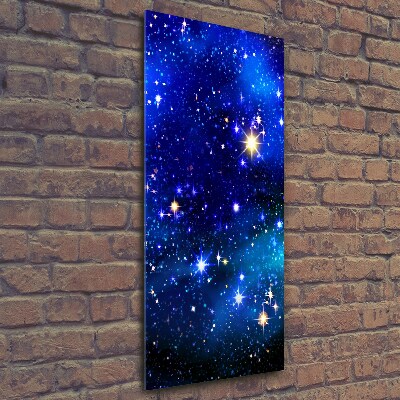 Cuadro decorativo en cristal con canto pulido vertical Cielo estrellado