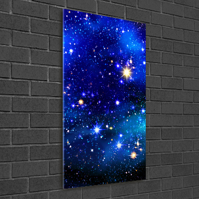 Cuadro decorativo en cristal con canto pulido vertical Cielo estrellado
