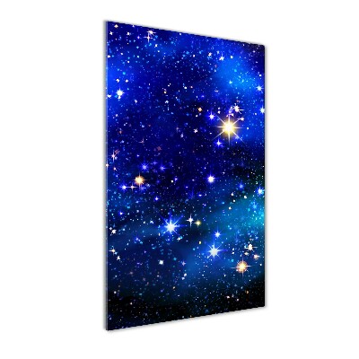 Cuadro decorativo en cristal con canto pulido vertical Cielo estrellado