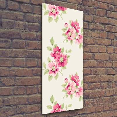 Cuadro de vidrio templado 4mm para pared vertical flores rosas