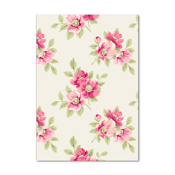 Cuadro de vidrio templado 4mm para pared vertical flores rosas