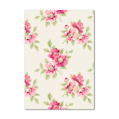 Cuadro de vidrio templado 4mm para pared vertical flores rosas