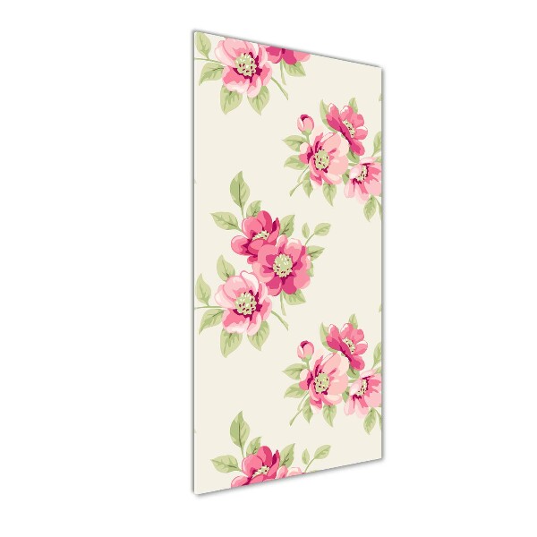 Cuadro de vidrio templado 4mm para pared vertical flores rosas