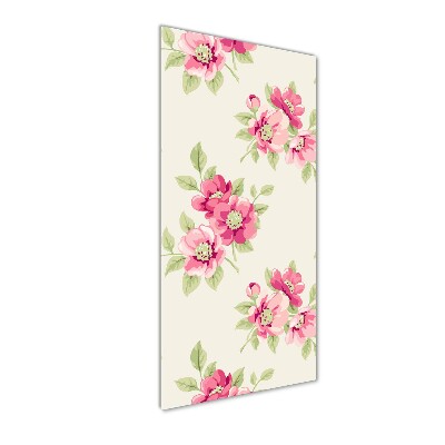 Cuadro de vidrio templado 4mm para pared vertical flores rosas