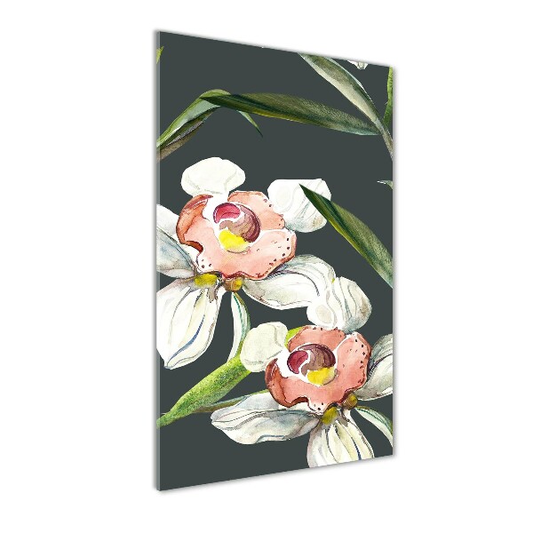 Fotocuadro de cristal elegante para hogar vertical Patrón floral