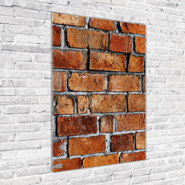Cuadro decorativo en cristal con canto pulido vertical pared de ladrillos