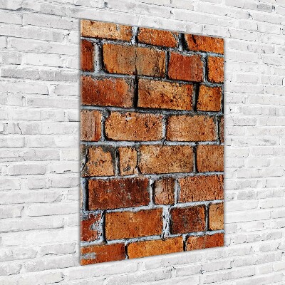 Cuadro decorativo en cristal con canto pulido vertical pared de ladrillos