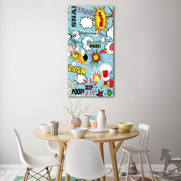 Cuadro decorativo en cristal con canto pulido vertical Historietas