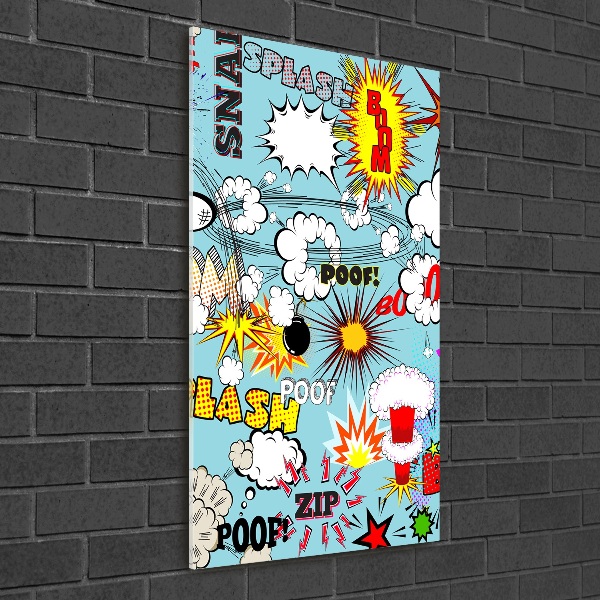 Cuadro decorativo en cristal con canto pulido vertical Historietas