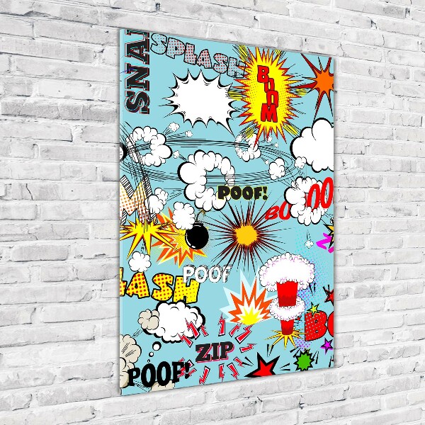 Cuadro decorativo en cristal con canto pulido vertical Historietas