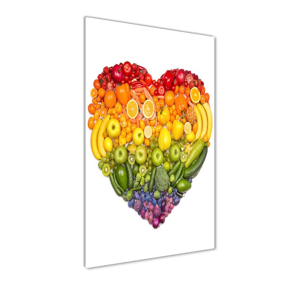Cuadro de vidrio templado 4mm para pared vertical Corazón de fruta