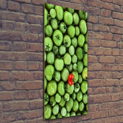 Cuadro de cristal moderno efecto brillo vertical tomate rojo