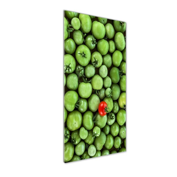 Cuadro de cristal moderno efecto brillo vertical tomate rojo