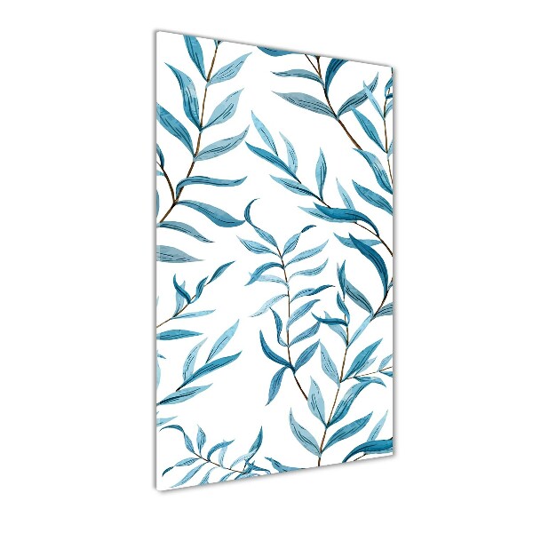 Cuadro decorativo en cristal con canto pulido vertical Hojas