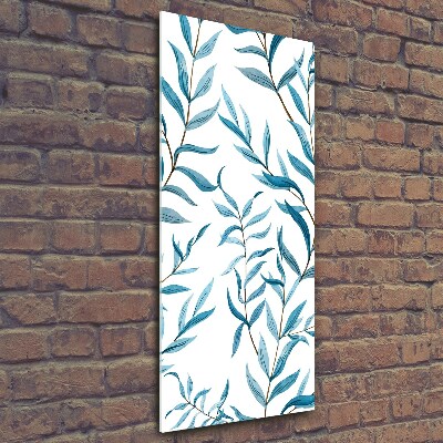 Cuadro decorativo en cristal con canto pulido vertical Hojas