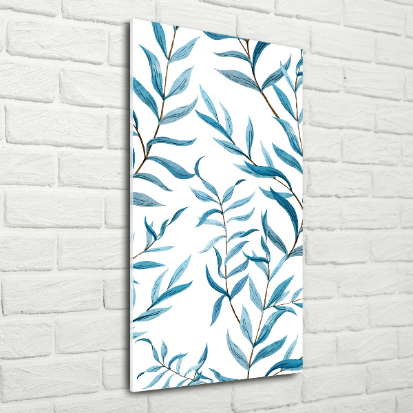 Cuadro decorativo en cristal con canto pulido vertical Hojas