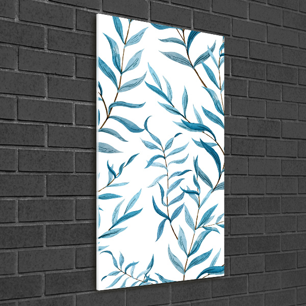 Cuadro decorativo en cristal con canto pulido vertical Hojas