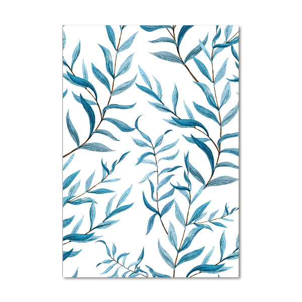 Cuadro decorativo en cristal con canto pulido vertical Hojas