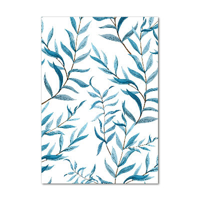 Cuadro decorativo en cristal con canto pulido vertical Hojas