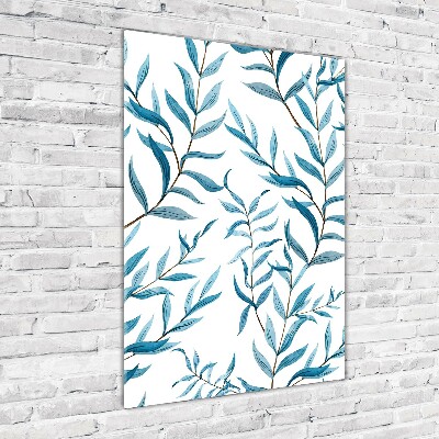 Cuadro decorativo en cristal con canto pulido vertical Hojas