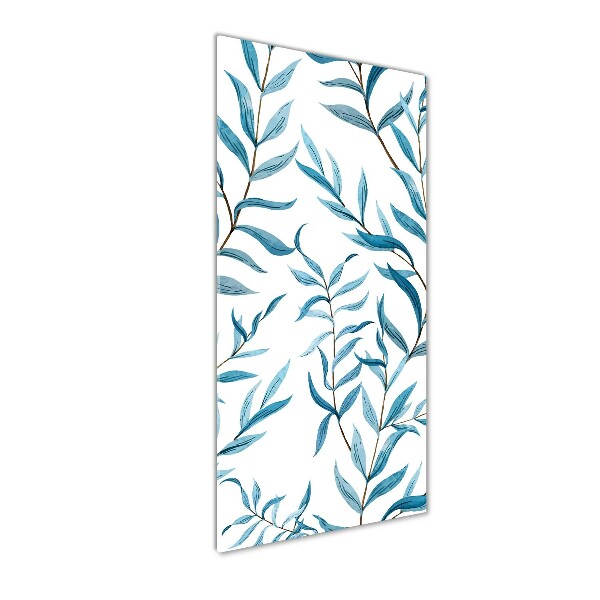 Cuadro decorativo en cristal con canto pulido vertical Hojas