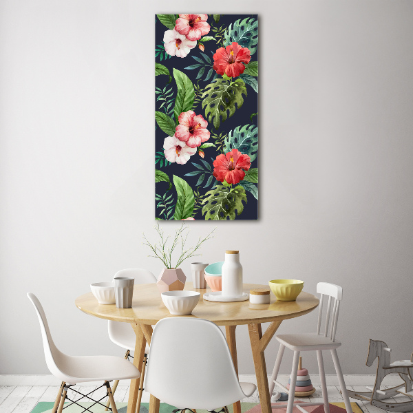 Fotocuadro de cristal elegante para hogar vertical Patrón hawaiano