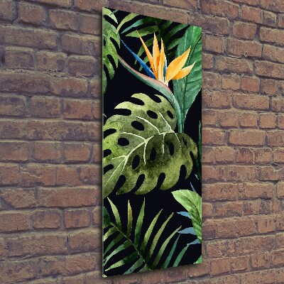 Cuadro decorativo en cristal con canto pulido vertical Patrón hawaiano